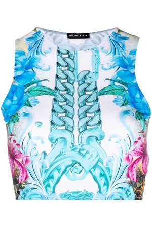 Philipp Plein Hawaii-print cropped top