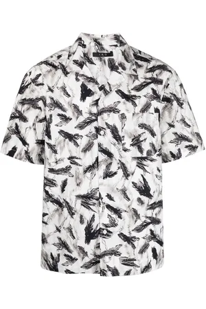 IRO Men Shirts - Cuban-collar feather-print shirt