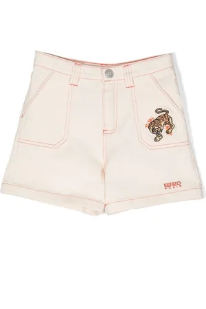 Kenzo Tiger-embroidered contrast-stitch shorts