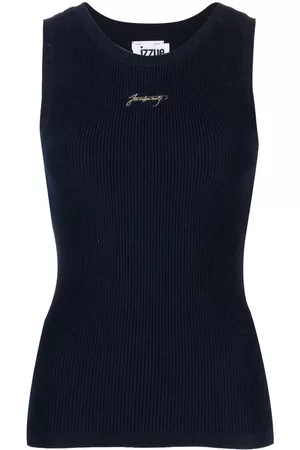 Izzue Embroidered-logo ribbed-knit top