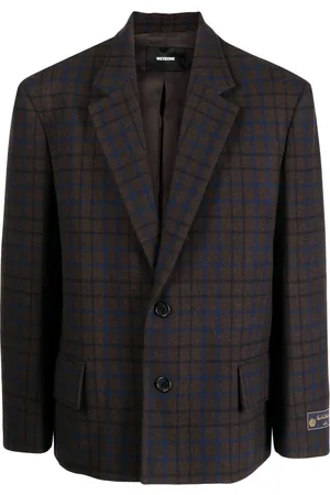 We11 Done Grid-pattern single-breasted blazer