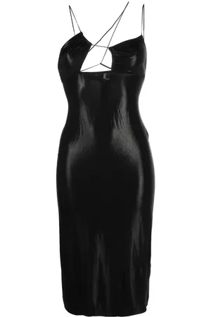 Nensi Dojaka Glossy asymmetric-neck dress