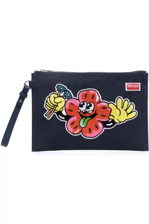 Kenzo Logo-embroidered cotton clutch bag