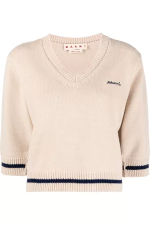 Marni Logo-embroidered V-neck jumper