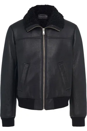 Prada Men Bomber Jackets - Shearling zip-up bomber jacket