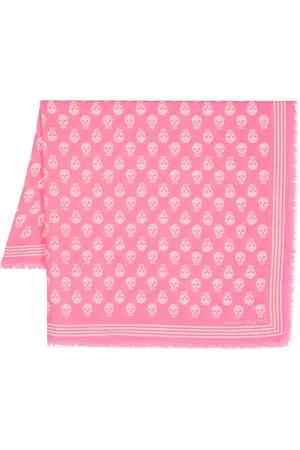 Alexander McQueen Skull-print frayed wool scarf