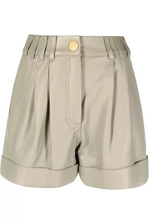 Balmain High-waisted lambskin shorts