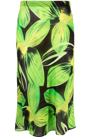 Louisa Ballou Leaf-print midi skirt