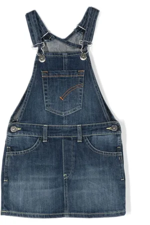 DONDUP KIDS Girls Shorts - Logo-patch denim short dungarees