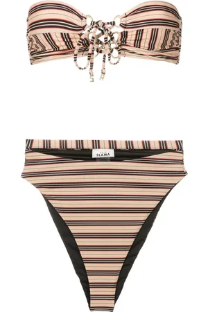 AMIR SLAMA Stripe-print bandeau bikini