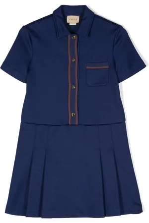 Gucci Kids Girls Casual Dresses - Striped-edge pleated dress