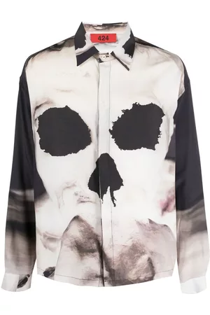 424 FAIRFAX Skull-print long-sleeve shrit