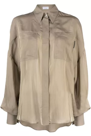Brunello Cucinelli Semi-sheer long-sleeve blouse