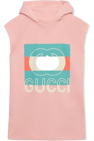 Gucci Girls Printed Dresses - Logo-print sleeveless hoodie dress