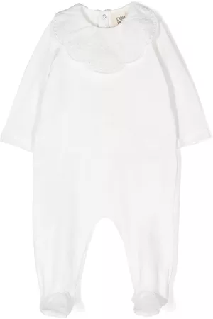 DOUUOD KIDS Embroidered scallop-collar romper