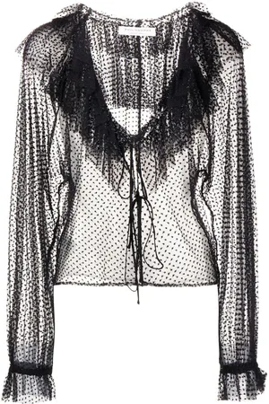 Serafini Polka dot embroidered blouse