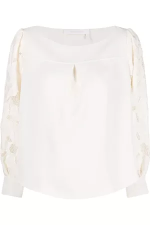 See by Chloé Floral embroidered-sleeve blouse