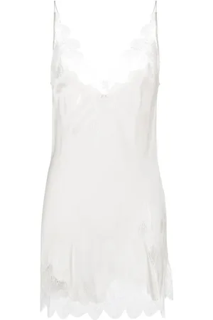 CARINE GILSON Lace-trim silk slip dress