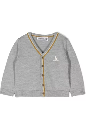 BONPOINT Embroidered-logo striped cardigan