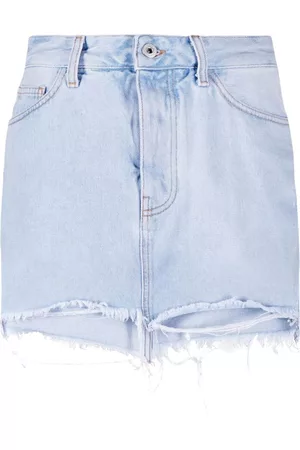 OFF-WHITE Distressed denim miniskirt