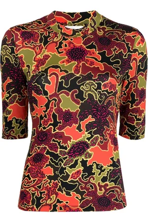 ROSETTA GETTY Camouflage-print short-sleeved top