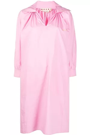 Marni Logo-embroidered long-sleeve dress
