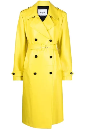 Msgm Double-breasted belted faux-leather trench coat