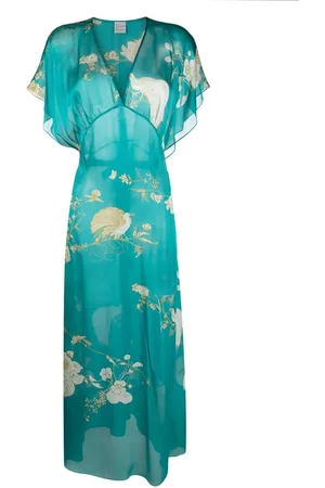 CARINE GILSON Flounce-sleeve silk kaftan dress