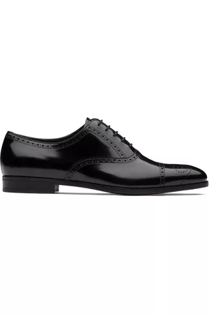 Prada Men Shoes - Brushed fumé leather Oxford shoes