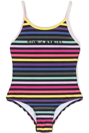 Sonia Rykiel Enfant Raised-logo colour-block swimsuit