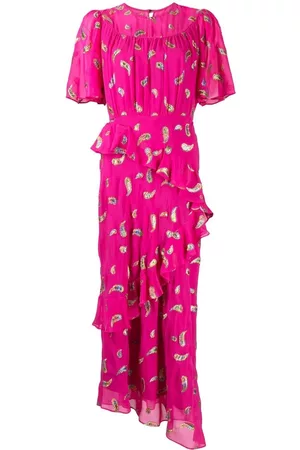 SALONI Silk embroidered-motif midi dress