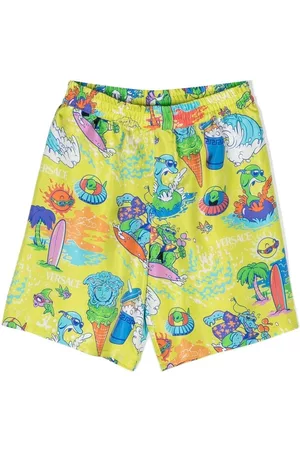 VERSACE Logo-print silk shorts
