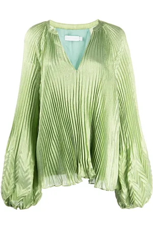 Simkhai Silk-blend V-neck pleated top