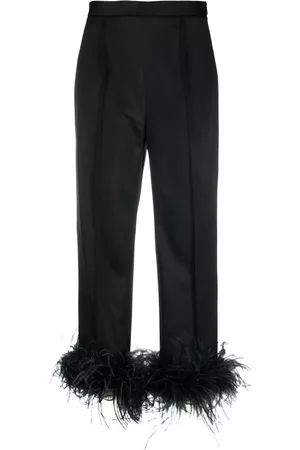 Styland Feather-trim cropped trousers