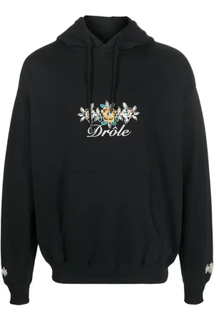 Drôle de Monsieur Logo-embroidery cotton hoodie