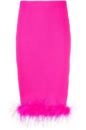 Styland Feather-trim wool pencil skirt