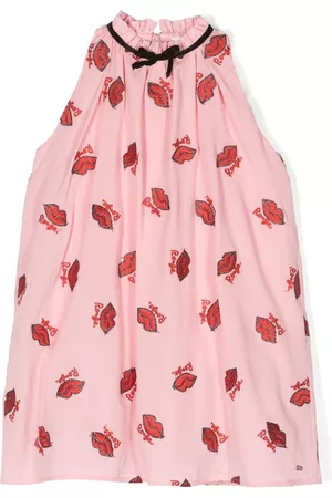 Sonia Rykiel Enfant Lips motif print sleeveless dress