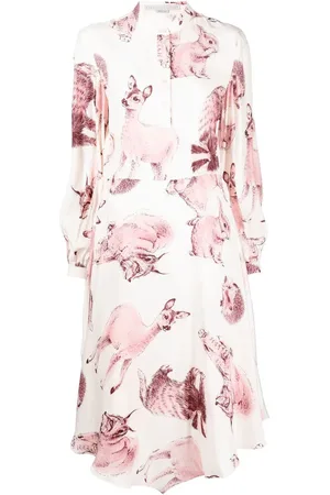 Stella McCartney Fauna-print asymmetric silk dress