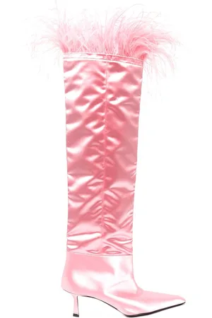 Alexander Wang Viola 65mm feather-trim knee-high boots