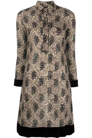Jean Paul Gaultier 1990s leaf-print shirt dress