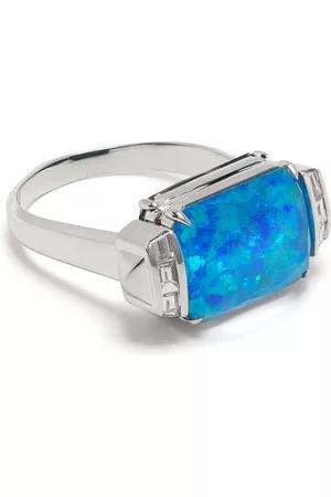 STEPHEN WEBSTER 18kt white gold Deco Wide Twister turquoise diamond ring