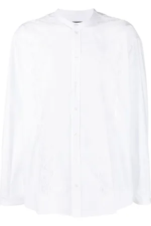 Dolce & Gabbana Lace-insert collarless shirt