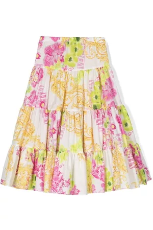 VERSACE Floral-print pleated skirt