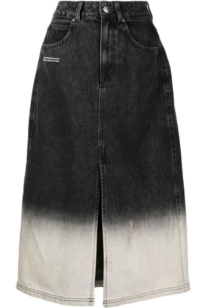 Izzue Faded high-waisted denim skirt