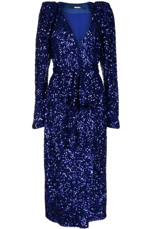 ROTATE Sequin-embellished wrap midi dress