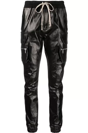 Rick Owens Drawstring-waist metallic cargo trousers