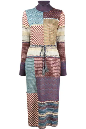 ULLA JOHNSON Almira patchwork-print knitted dress
