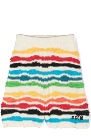 Msgm Multicolour distressed knitted shorts