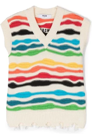 Msgm Multicolour distressed knitted vest