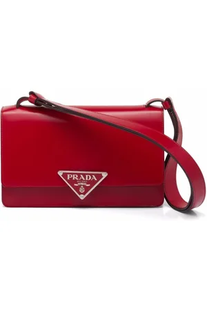 Prada Embleme Saffiano Leather Crossbody Bag In Red